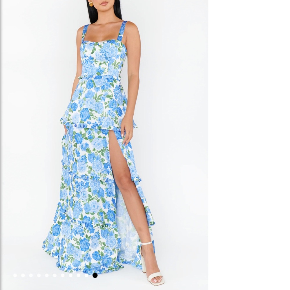 Show Me Your MuMu Blue and White Floral Maxi Dress